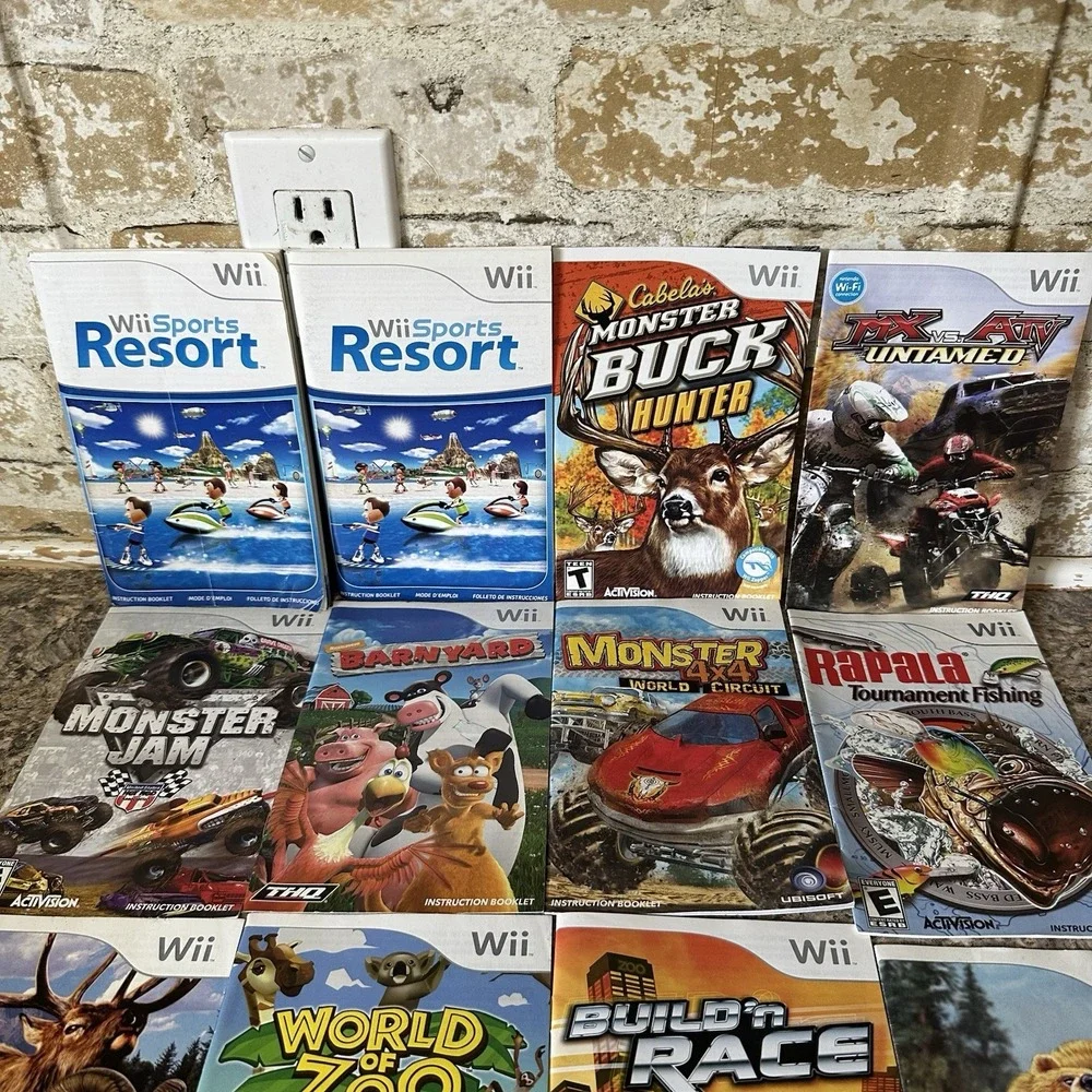 Lot of 13 Wii Video Game Manuals Lot Sports Resort Counter Force Monster Jam